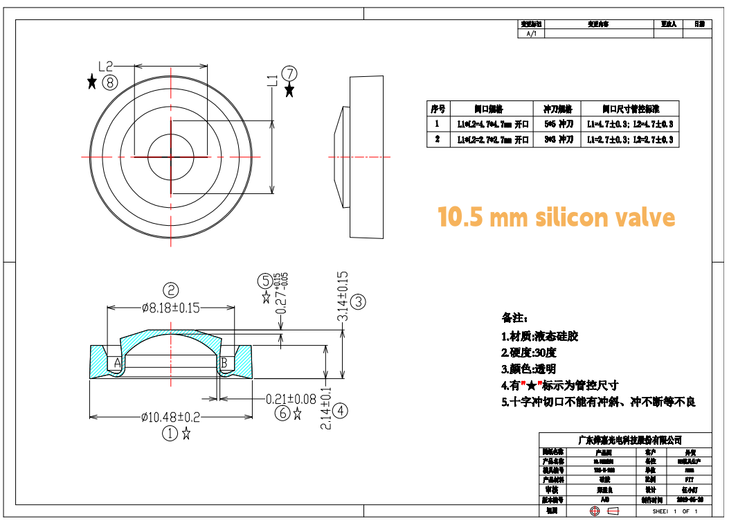 Ultra Transparent 10.5mm Silicone Control Valve