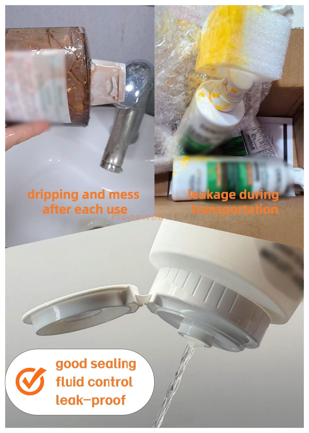 Leak Proof Dispensing Cap for Body Wash Bottles(White)