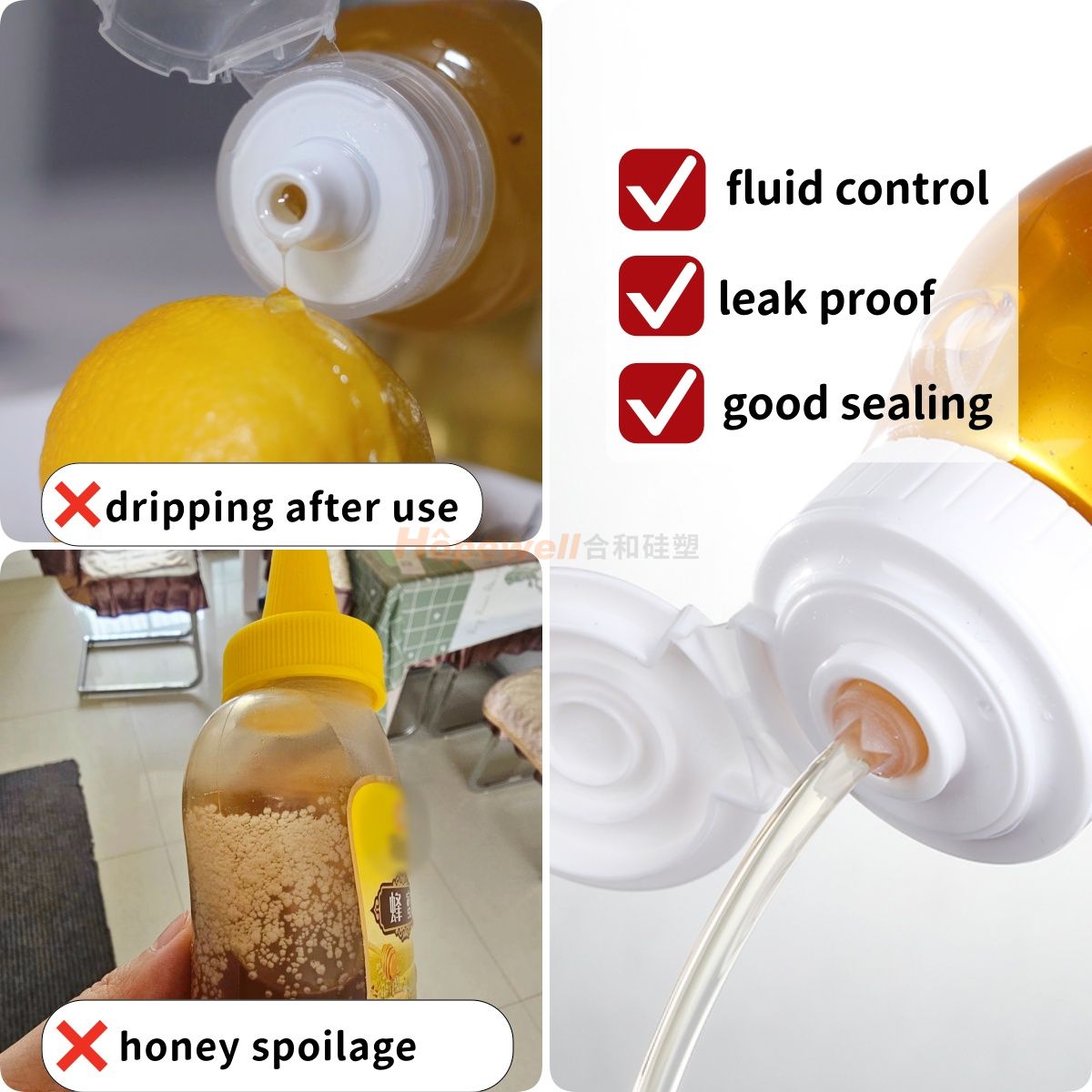 Honey Bottle Cap with Silicone Valve (White)