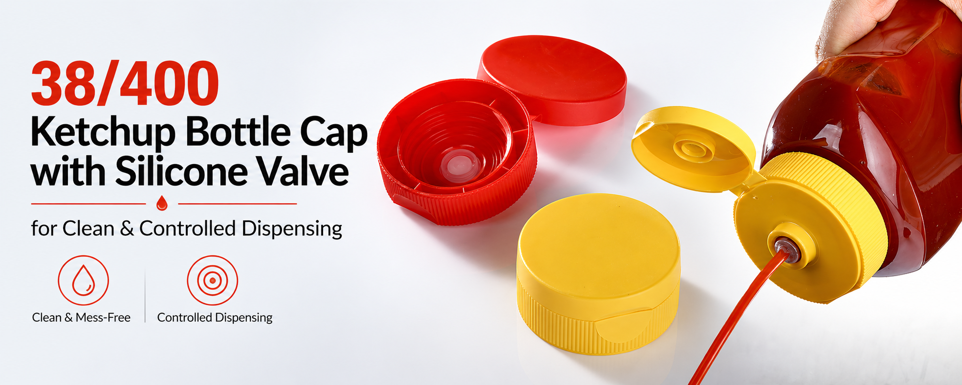 38/400 Ketchup Bottle Cap with Valve (White)